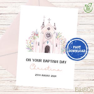 Personalisierte Taufe Karte, benutzerdefinierte Name Taufkarte, Enkelin Taufe, Kirche Taufkarte, religiöse Karte, Andenken Taufe