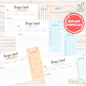 Abstract Recipe Card Set: 4 Printable Digital Designs (Instant Download)