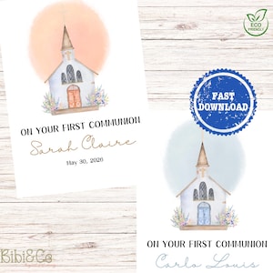 Personalized First Communion Card, Custom Name Communion Card, Grandson Holy Communion, Church Card, Religious Card, Keepsake Communion