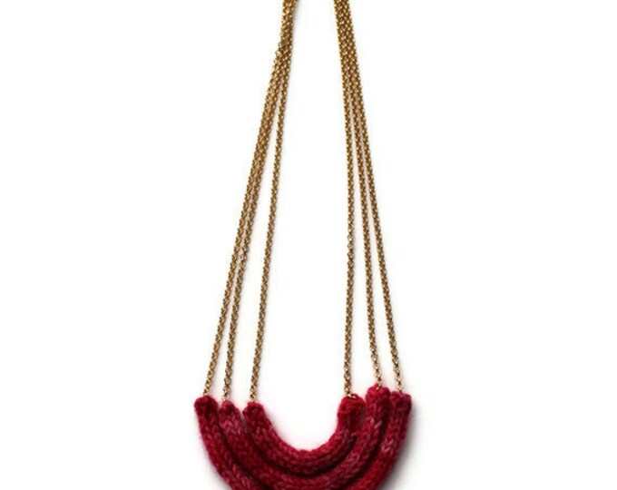 Knit Necklace, Pretty in Pink, Hand Knit Jewelry, Fiber, Knitting, Yarn
