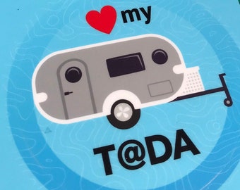 T@DA Trailer Sticker - Happy Camper, TADA, T@DA, Trailer, Caravan, Lap Top Sticker, Vinyl Sticker, Cute Sticker, travel trailer,
