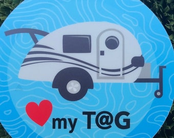 T@G Trailer Sticker - Happy Camper, TAG, T@G, Trailer, teardrop, Lap Top Sticker, Vinyl Sticker, Cute Sticker, Clamshell