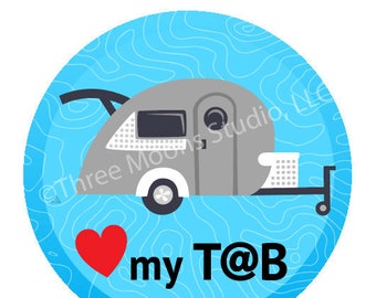 T@B CS Trailer Sticker - Happy Camper, TAB, T@B, Trailer, Caravan, Lap Top Sticker, Vinyl Sticker, Cute Sticker, Clamshell
