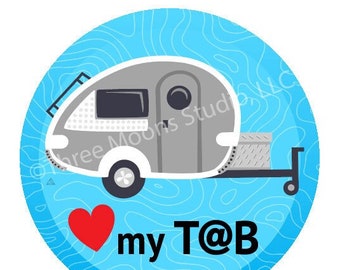 T@B Trailer Sticker - Happy Camper, TAB, T@B, Trailer, Caravan, Lap Top Sticker, Vinyl Sticker, Cute Sticker, Outback, Boondock, Offroad