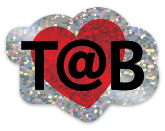 Love HEART T@B Sticker - Teardrop, Trailer, Tab, Caravan, Camper, Vinyl Sticker, glitter, sparkle, iridescent