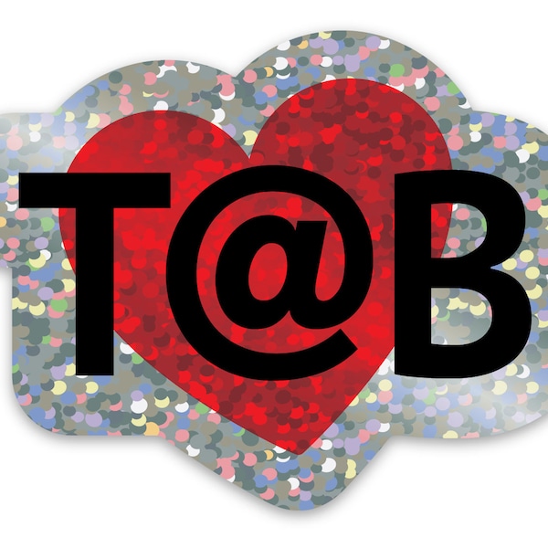 Love HEART T@B Sticker - Teardrop, Trailer, Tab, Caravan, Camper, Vinyl Sticker, glitter, sparkle, iridescent