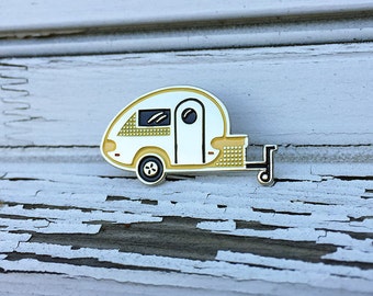 Tiny Trailer Enamel Pin, T@B Trailer, Happy Camper, Teardrop, Camping Pin