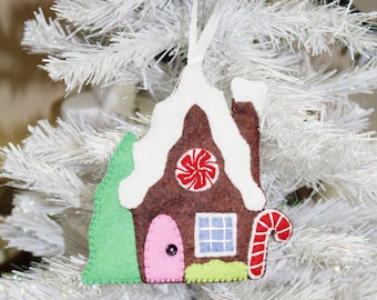 DIY PDF Gingerbread House Christmas Felt Plush Sewing Pattern-Gingerbread House Ornament-Easy To Sew Gingerbread House DIY Christmas Pattern