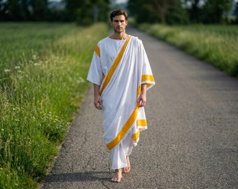 Ancient Roman Toga Costume: Greek Ceasar Outfit, Cotton Cosplay.