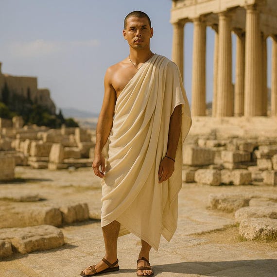 Ancient Greek Toga for Men, Men Greek Toga Costume, Classic White