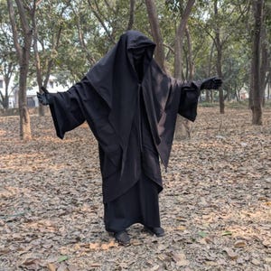 Dark Wraith Costume: Hooded Grim Reaper Robe - Cotton