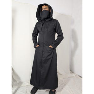 Black Hooded Cotton Overcoat: Apocalyptic Gothic Cosplay Costume
