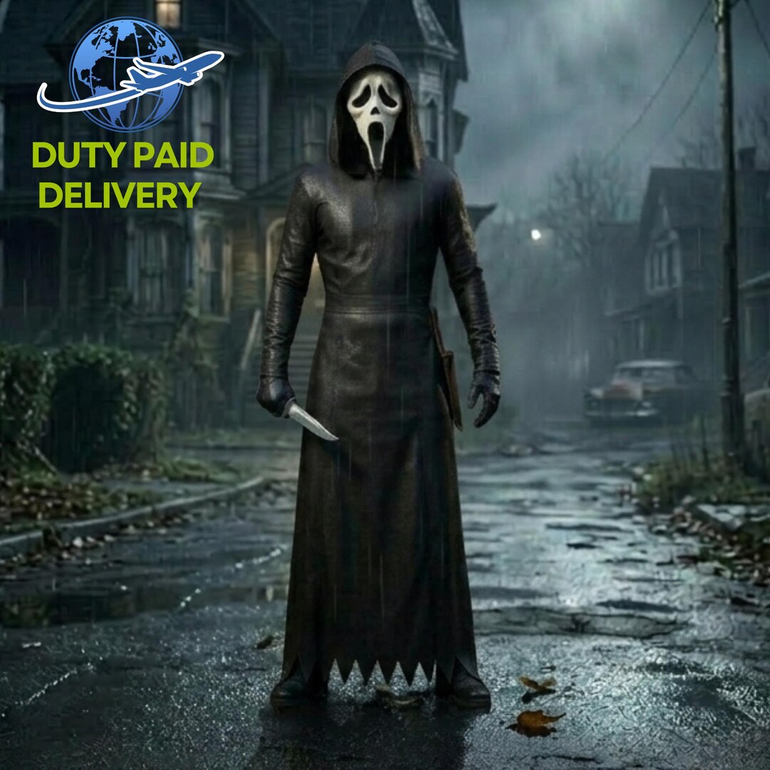 Slasher Robe Slasher Full Length Leather Robe | Scream-inspired Hooded Killer ...