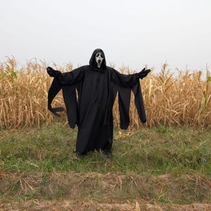 Horror Movie Robe Costume, Scary Mask Killer Outfit, Halloween Scary Robe with Hood, Ghost Mask Hooded Robe Outfit, Horror Killer Costume