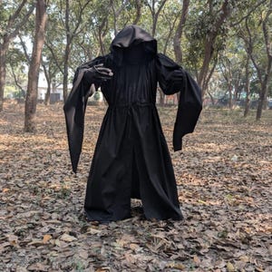 Medieval Dark Rider Hooded Cloak, Wraith Grim Reaper Costume, Halloween Cosplay Robe, Horror Robe