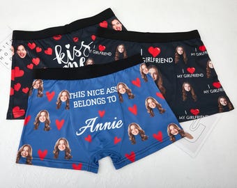 Boxer personnalisé rigolo : cadeau de sous-vêtement photo personnalisé
