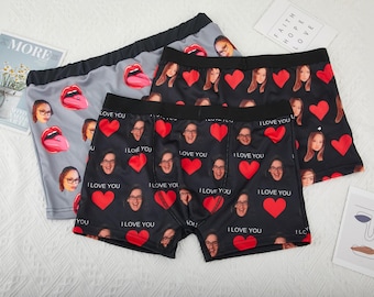 Ropa interior personalizada para hombres, bóxers personalizados para marido, bóxers personalizados con imagen, ropa interior con foto, regalo de cumpleaños para novio.