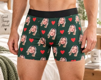 Calzoncillos bóxer personalizados con foto, ropa interior masculina con rostro personalizado, regalo de aniversario con foto