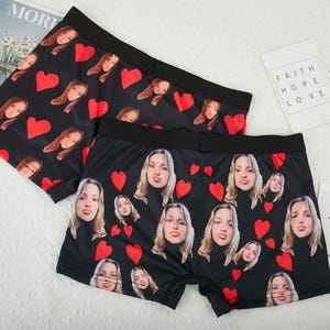 Benutzerdefinierte Boxer, personalisierte Boxer für Ehemann / Freund, Jahrestag / Geburtstag / Valentinstag Geschenk für ihn, Gesichtsunterwäsche für Pic Boxer
