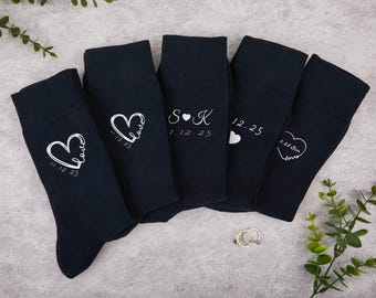 Custom Wedding Socks for Groom and Groomsmen,Personalized Text Logo Socks, Husband Gift and Groom Gift , Perfect for Wedding and Guests