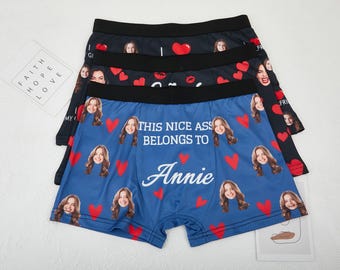 Ropa interior personalizada para hombres, bóxer con cara personalizada, ropa interior con foto, bóxers con cara, regalos de aniversario de cumpleaños para novio y esposo.