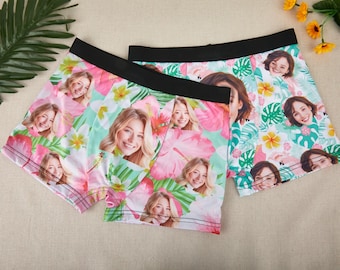 Gepersonaliseerde slip voor heren, slip met foto's, Valentijnsdagcadeaus, gepersonaliseerde boxershort met foto's, vakantiecadeaus, cadeaus voor hem