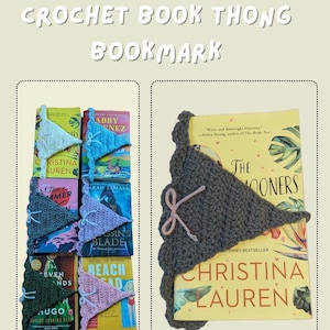 Handmade Crochet Book Thong Bookmark Custom Reader Cheap Funny Stocking Stuffer Gift Unique Bookworm Bachelorette Lovers Club Coquette Bow