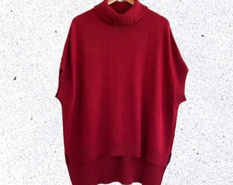 Y2K BCBG Max Azria red wine knit oversized pullover sweater vest women’s S/XS