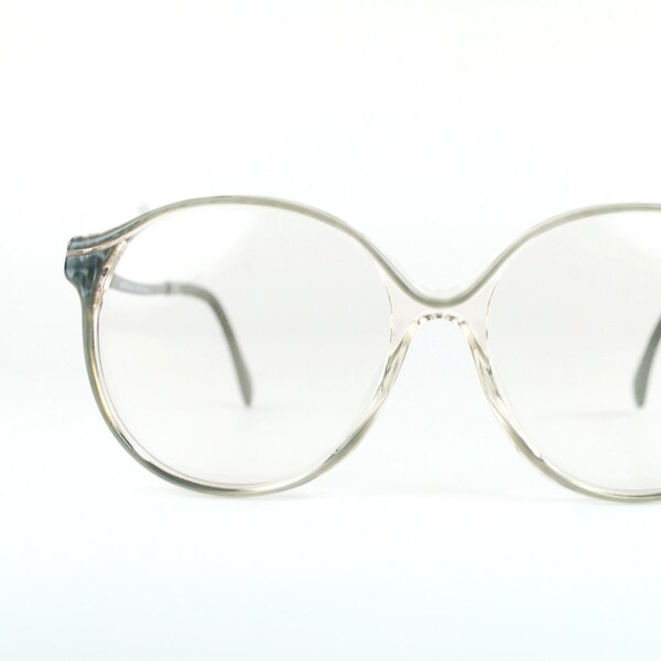 Round Oversized Swirl Gray Eyeglasses Frames 1970s Modern Indie Boho Chic Women RX Frame Germany