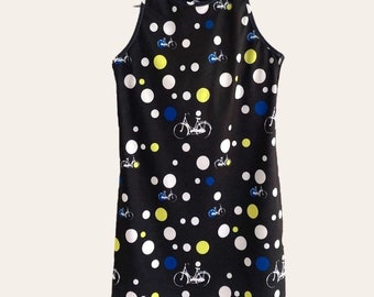 Terry Bicycle Dress Women’s M Mountain Bike Tunic Dress Retro Print In Black