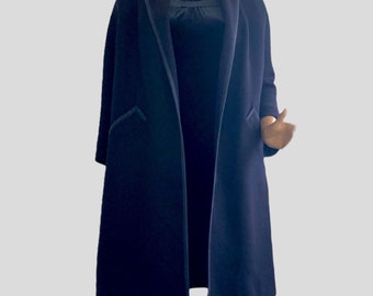 Fifth Avenue NY X B Altman Co Oversized Tweed Overcoat in Midnight Blue size 6