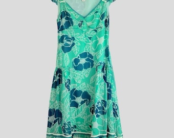 VTG Anthropology Odille Silk Babydoll Dress Floral Fairycore Drop Waist Sz. 6