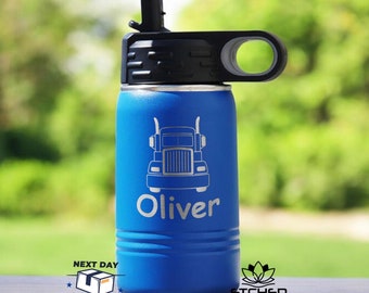 Personalized Kids Water Bottle, Custom 12 oz 20 oz Water Bottle, Laser Engraved Mug,  Back to School Gift, Etched Name Cup for Boys & Girls