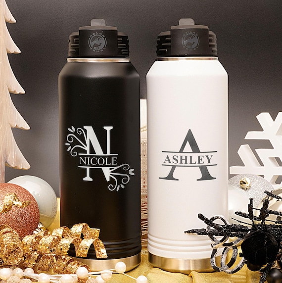 Custom Laser Engraved Water Bottle, Custom Logo Bottle, Personalized 20oz 32oz 40oz Mug, Valentine's Day Gift, Monogrammed Water Bottle