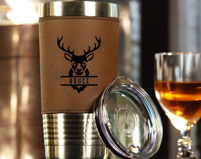 Custom 20 oz. Leatherette Tumbler, Personalized Laserable Leather Tumbler, Valentines Gift, Custom Logo Tumbler, Engraved Monogram Tumbler