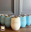 Custom Laser Engraved 12 oz Wine Tumbler, Stainless Steel Wine Tumbler, Vacuum Insulated Stemless Cup, Custom Logo, Bridesmaid Gift
