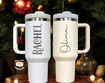Personalized 40oz Tumbler with Handle: Engraved Name Travel Mug