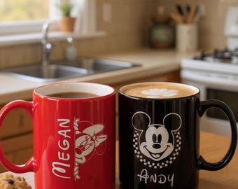 Personalized Disney Mug 11oz – Custom Name Ceramic Coffee Cup, Unique Birthday & Holiday Gift for Disney Fans