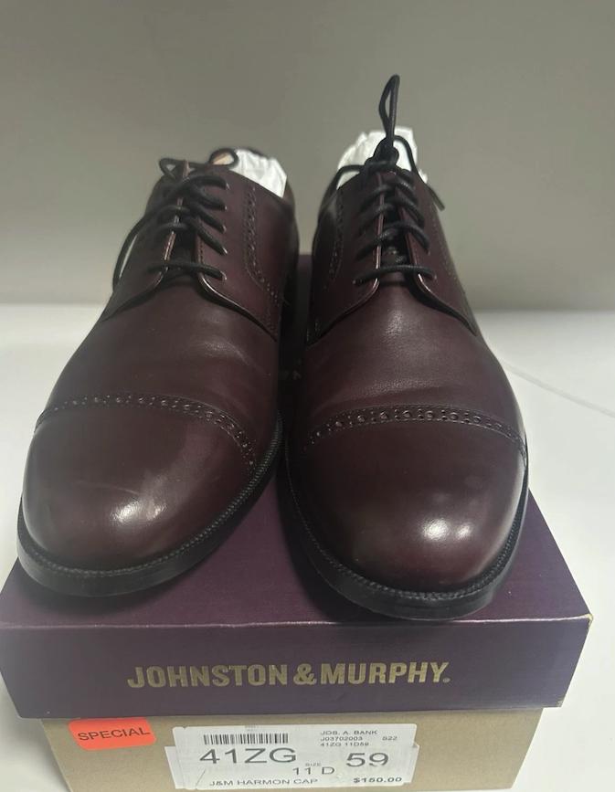 Johnston & Murphy Harmon cap toe burgundy leather dress shoes Johnston & Murphy Harmon Cap Toe Oxfords - 8.5 D Width  main image 2