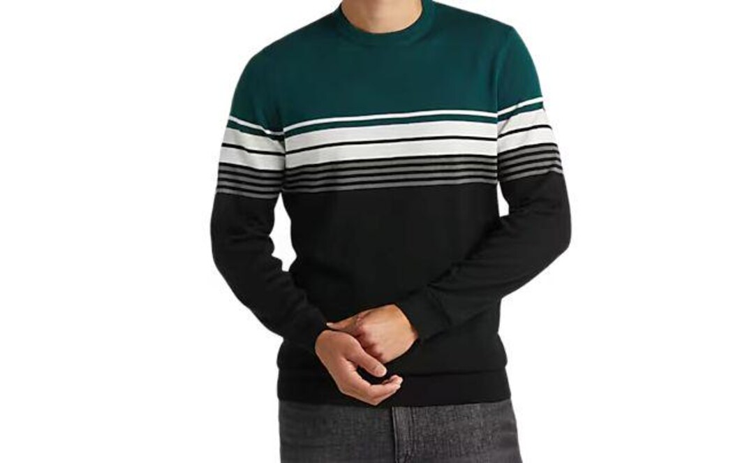 Michael Strahan Modern Fit Stripe Crewneck Sweater for Big and Tall Men,  2XLT Size, Green Knit Pullover - Etsy