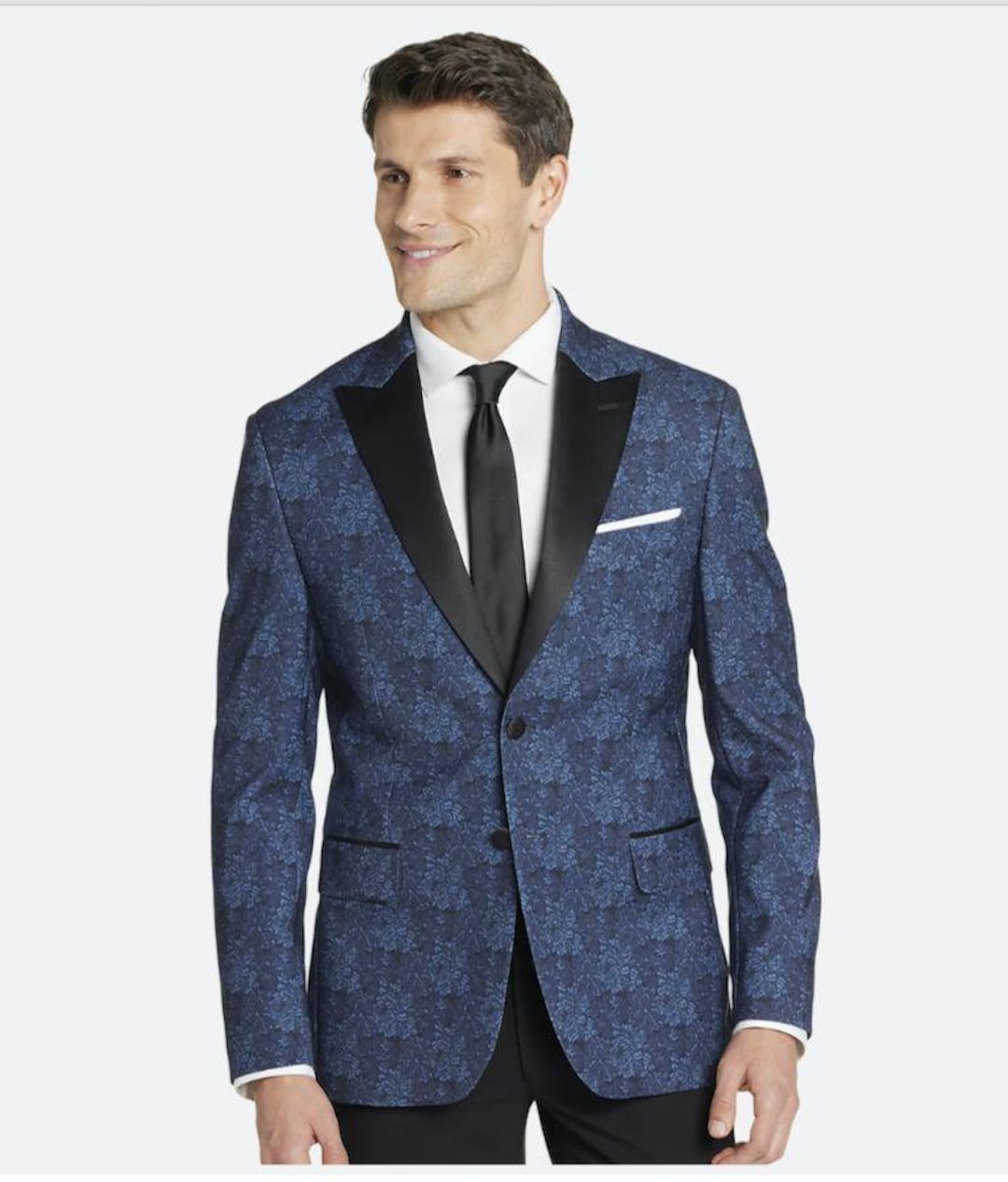 Egara Slim Fit Peak Lapel Dinner Jacket in Blue 36R Size Elegant Men s Formal Etsy UK