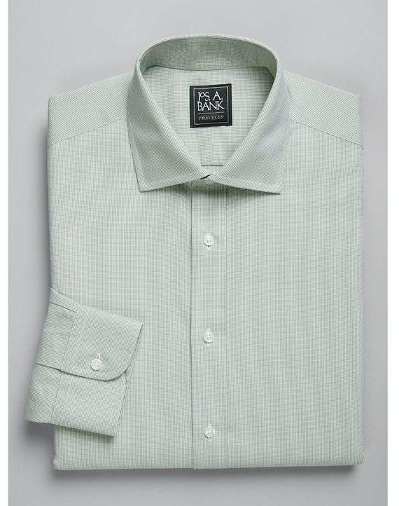 green emerald velvet dress Slim-Fit Spread Collar Dress Shirt in White Poplin
