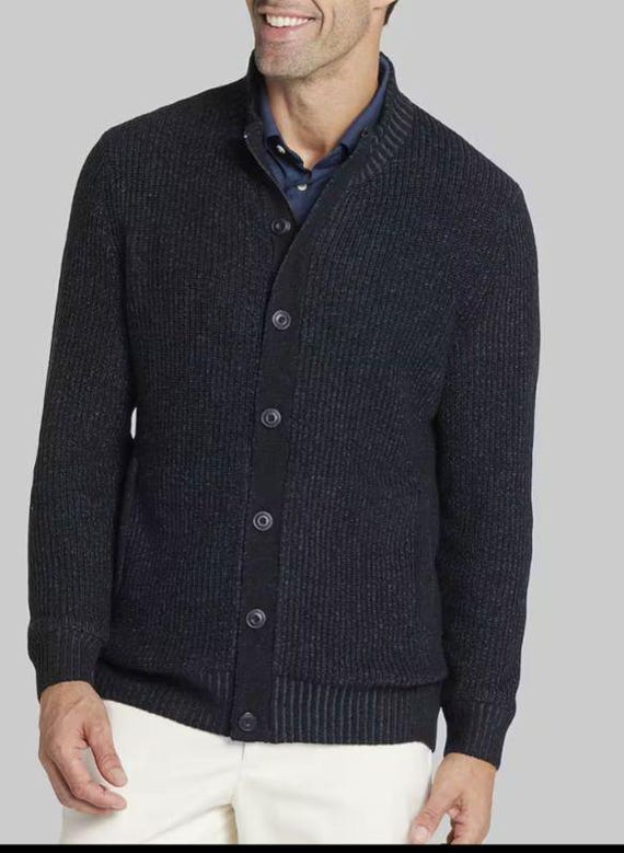 Jos. A. Bank Tailored Fit Button Front Cardigan GroBe L Farbe Schwarz Etsy