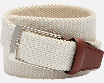 Ceinture extensible tissée pour homme Joseph Abboud, 36 pouces, motif losanges, cuir italien argenté