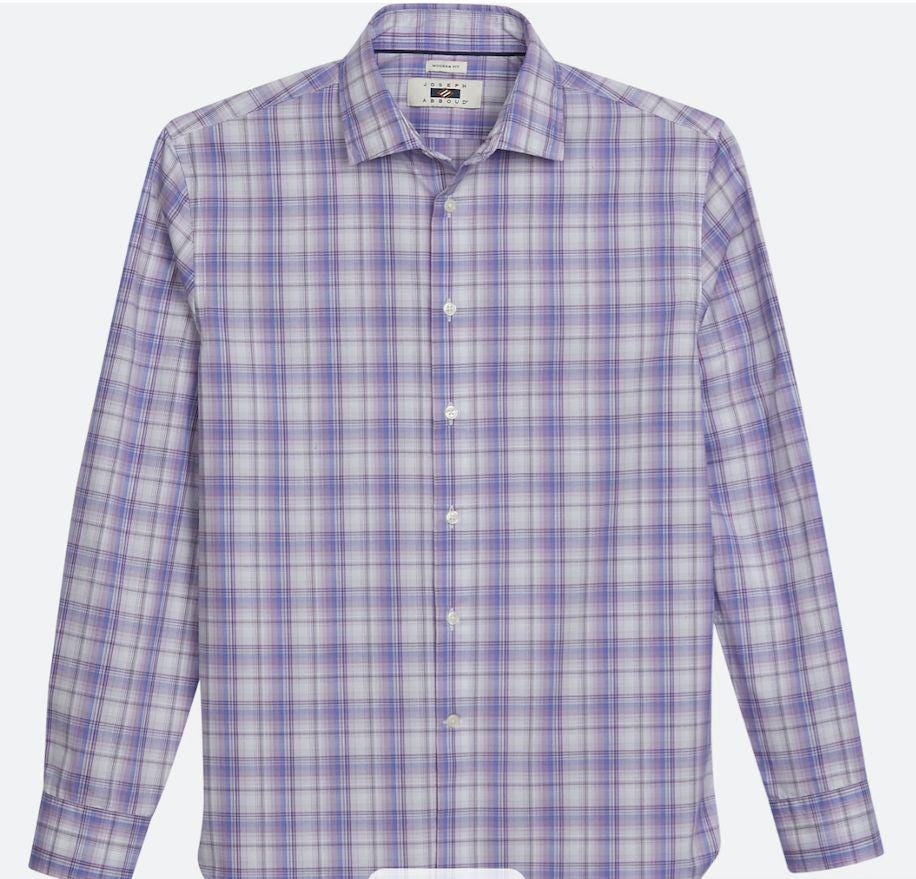 Joseph Abboud Modern Fit Ombre Check Sport Shirt, Purple Color 