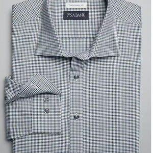 Camisa esportiva Jos. A. Bank com modelagem tradicional, gola aberta e estampa xadrez pequena - 2XT