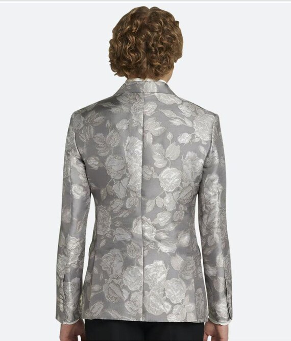 Egara Slim Fit Rose Peak Lapel Dinner Jacket Silver Rose Size 36R Etsy UK