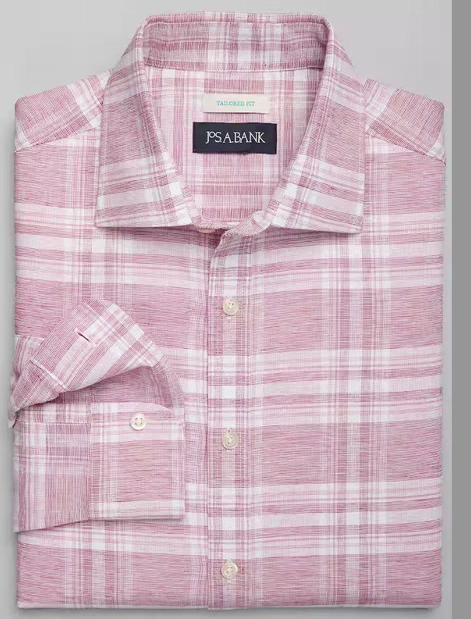 Jos. A. Bank Tailored Fit Plaid Sport Shirt- Size: L Colour - Berry - Etsy