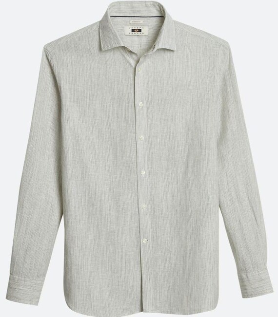 Joseph Abboud Modern Fit Linen Blend Crinkle Stripe Sport Shirt- Olive-  Size: LT - Etsy