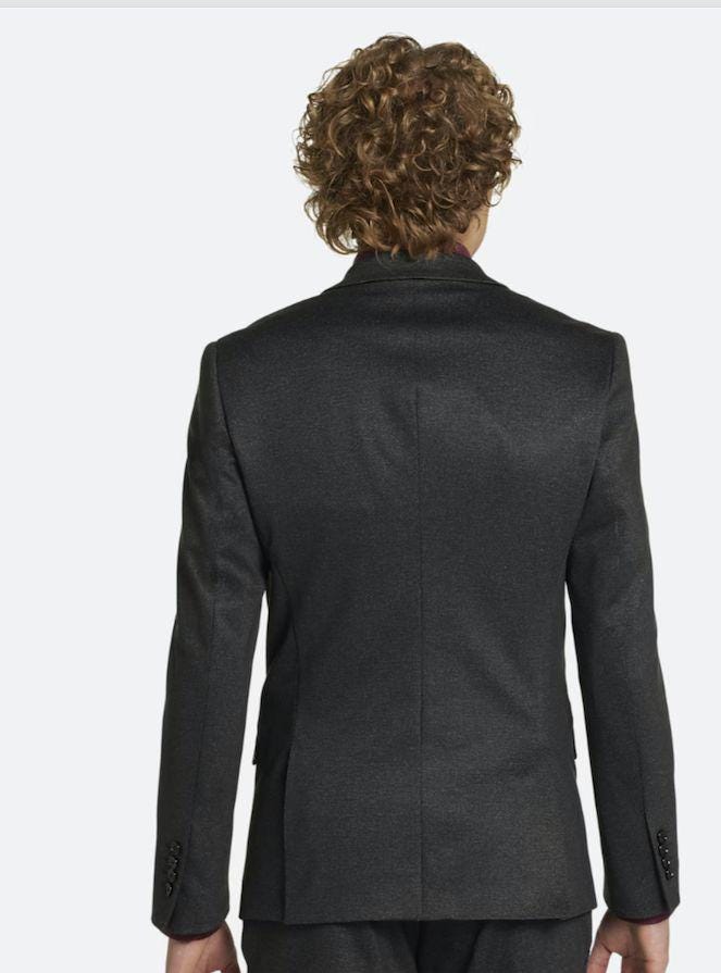 Slim Fit Suit with Peak Lapel and Stretch Armhole (Charcoal) S2RW-1 main image 1